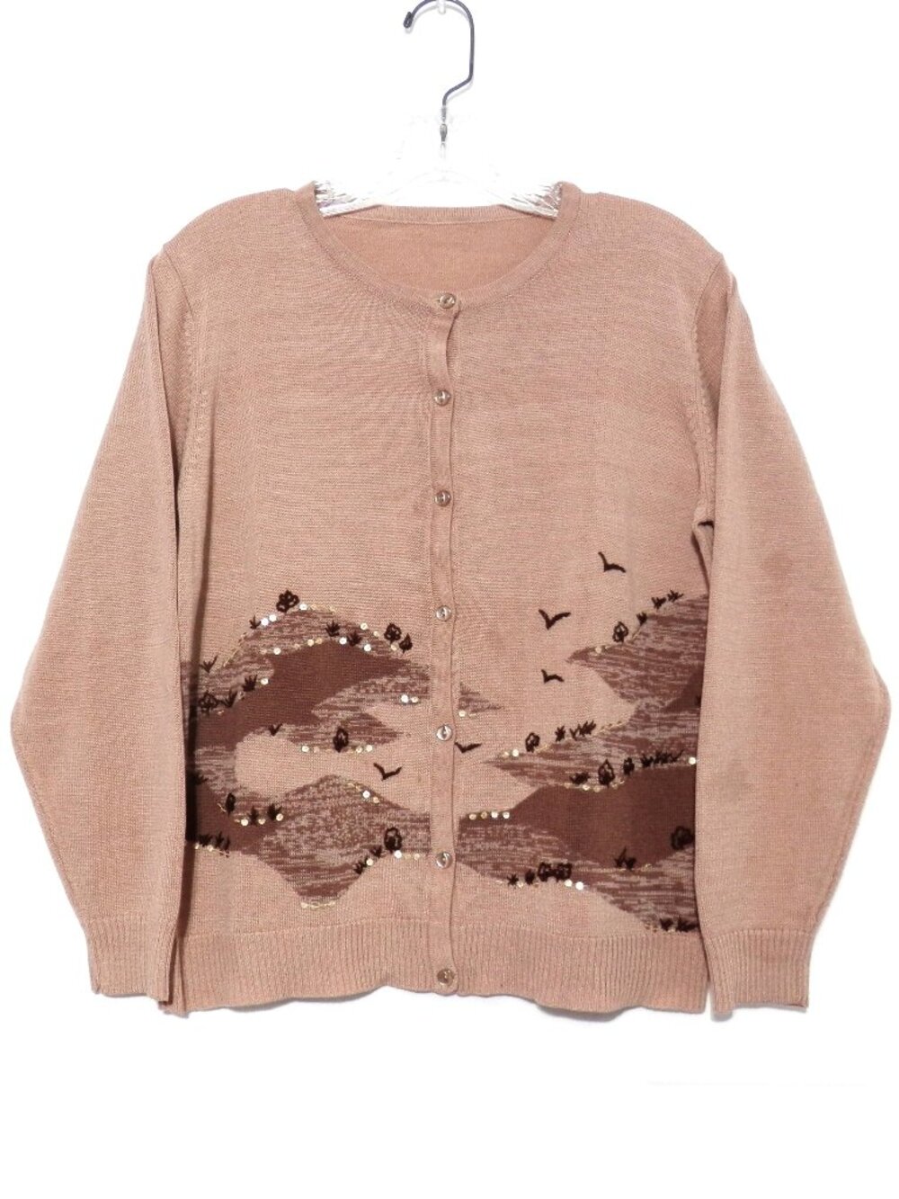 Vintage Cottagecore Hand Embroidered Grandma Cardigan Sweater, Size S